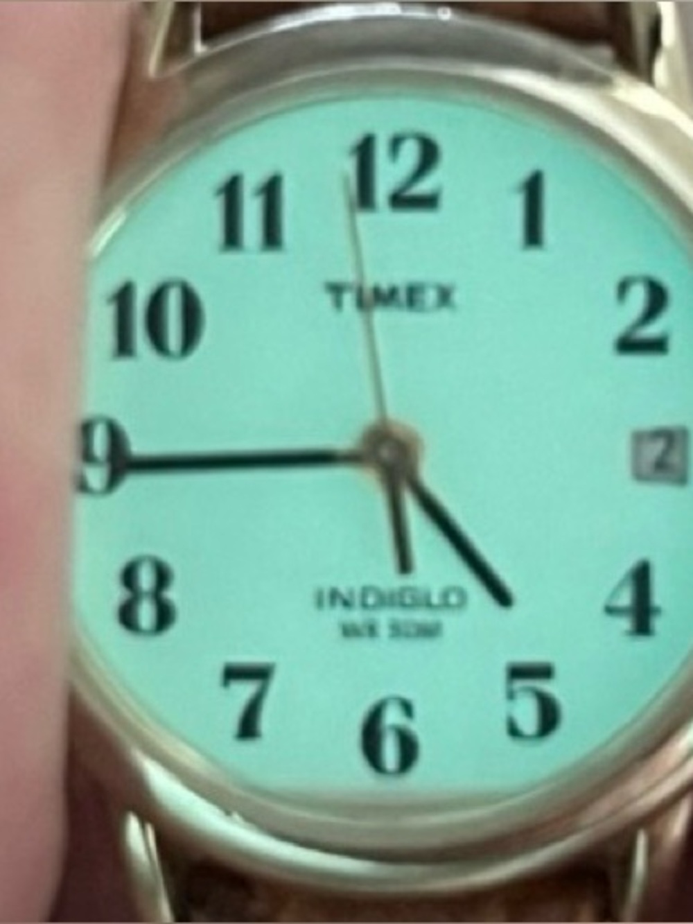 Timex Indiglo Easy Reader Watch Women Gold Case Leather Band- New Battery